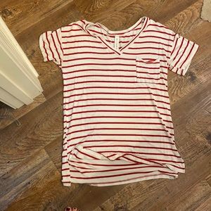 Red and white casual top